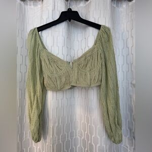 Blue Blush Long Sleeved Crop Top- Size S